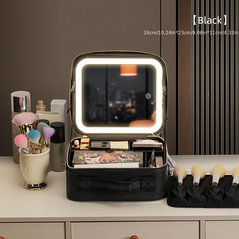 Portable Lighted Makeup Bag with Mirror