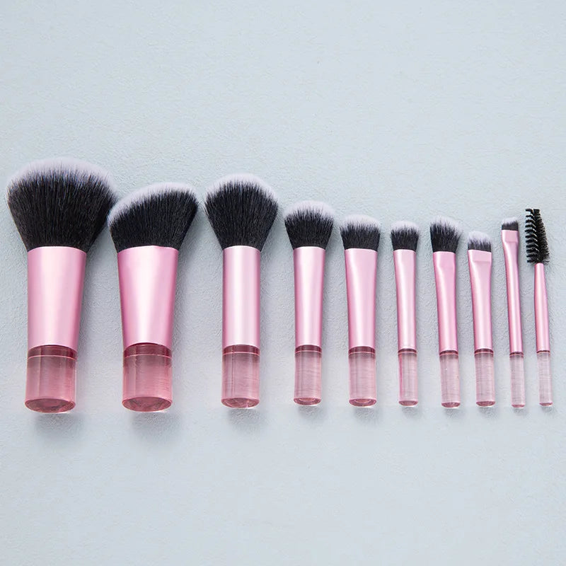 10pcs Mini Makeup Brush Set Powder Eyeshadow Foundation Blush Blender Concealer Beauty Makeup Tools Brush Professional Supplies
