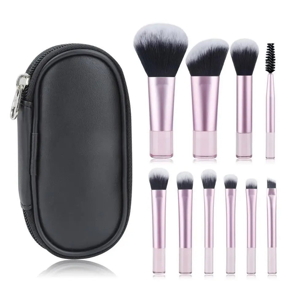 10pcs Mini Makeup Brush Set Powder Eyeshadow Foundation Blush Blender Concealer Beauty Makeup Tools Brush Professional Supplies