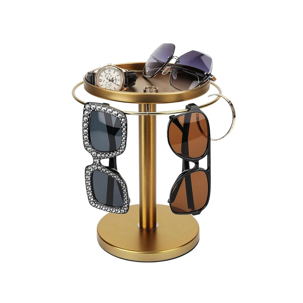 Rotating 360° Sunglass and Jewelry Organizer with Detachable Tray for Home Display