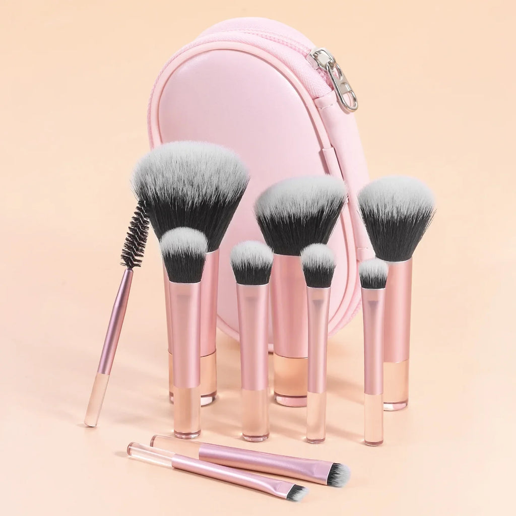 Kit of 10 mini professional brushes with bag