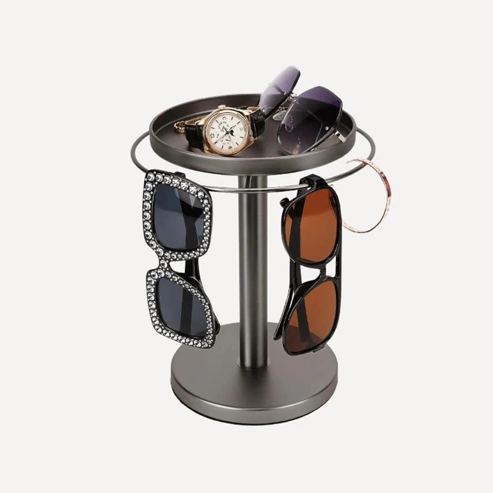 Rotating 360° Sunglass and Jewelry Organizer with Detachable Tray for Home Display