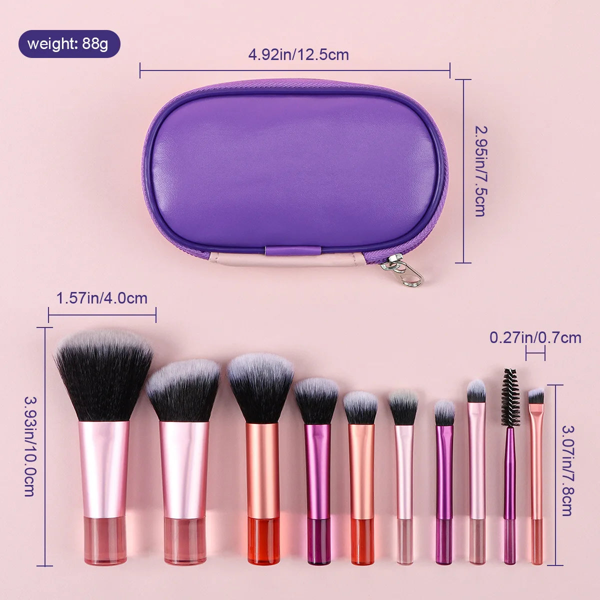 10pcs Mini Makeup Brush Set Powder Eyeshadow Foundation Blush Blender Concealer Beauty Makeup Tools Brush Professional Supplies
