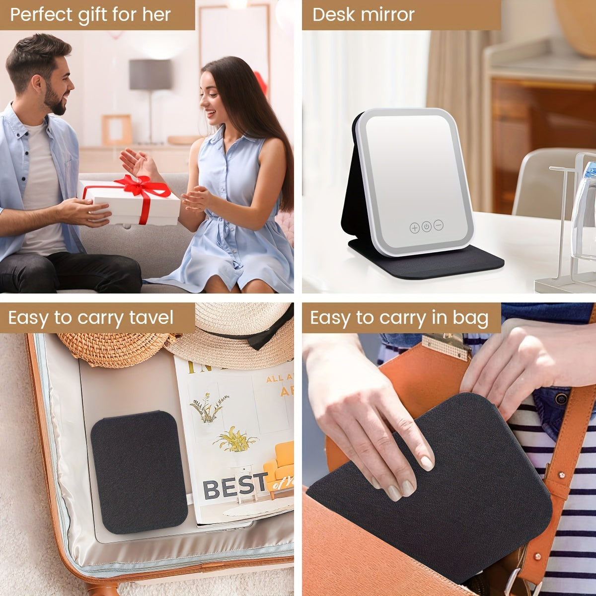 M MISS DREAM Portable Lighted Makeup Mirror