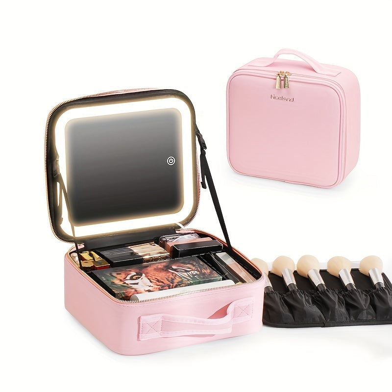 Portable Lighted Makeup Bag with Mirror